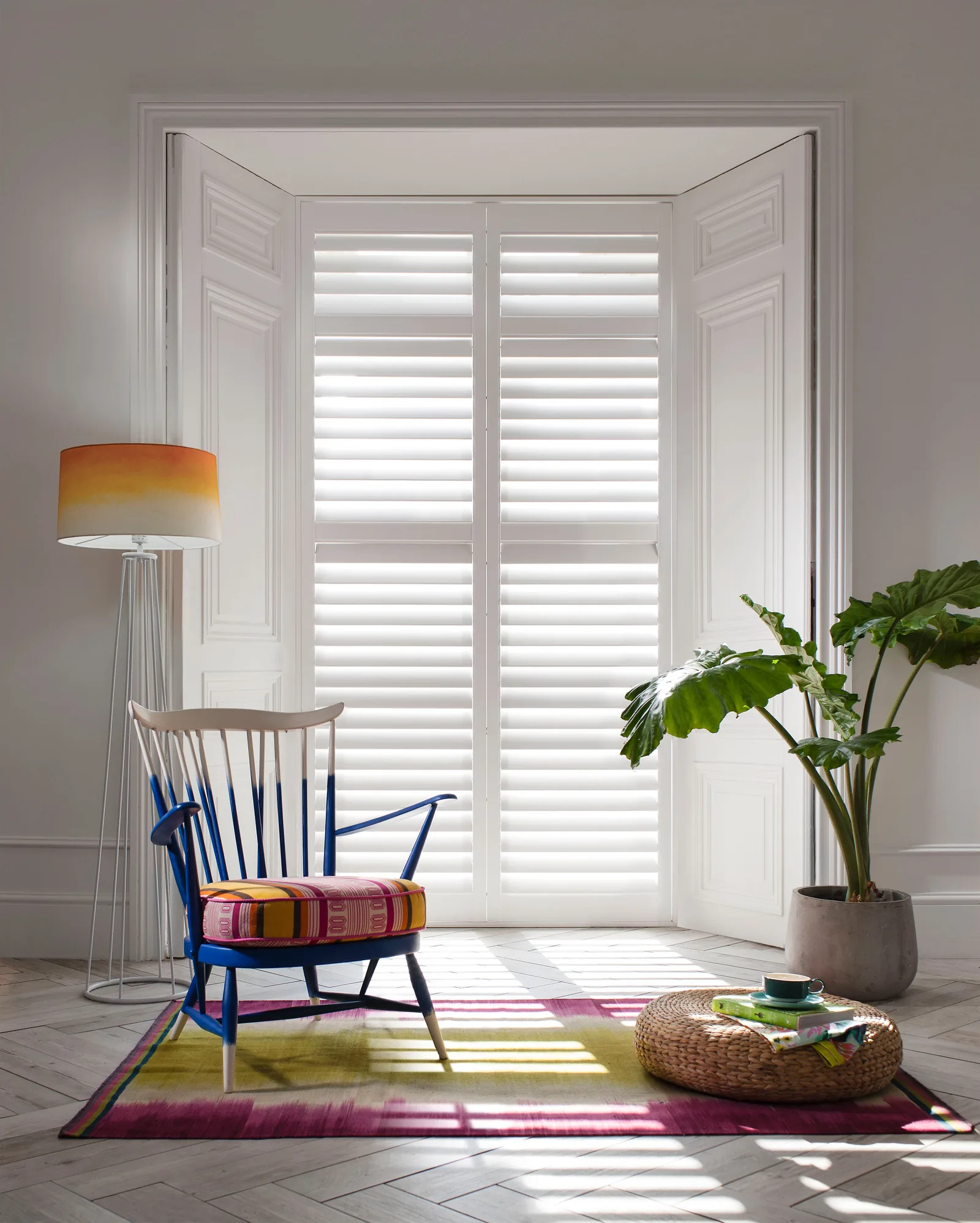 Plantation shutters fitted for a made-to-measure window dressing project