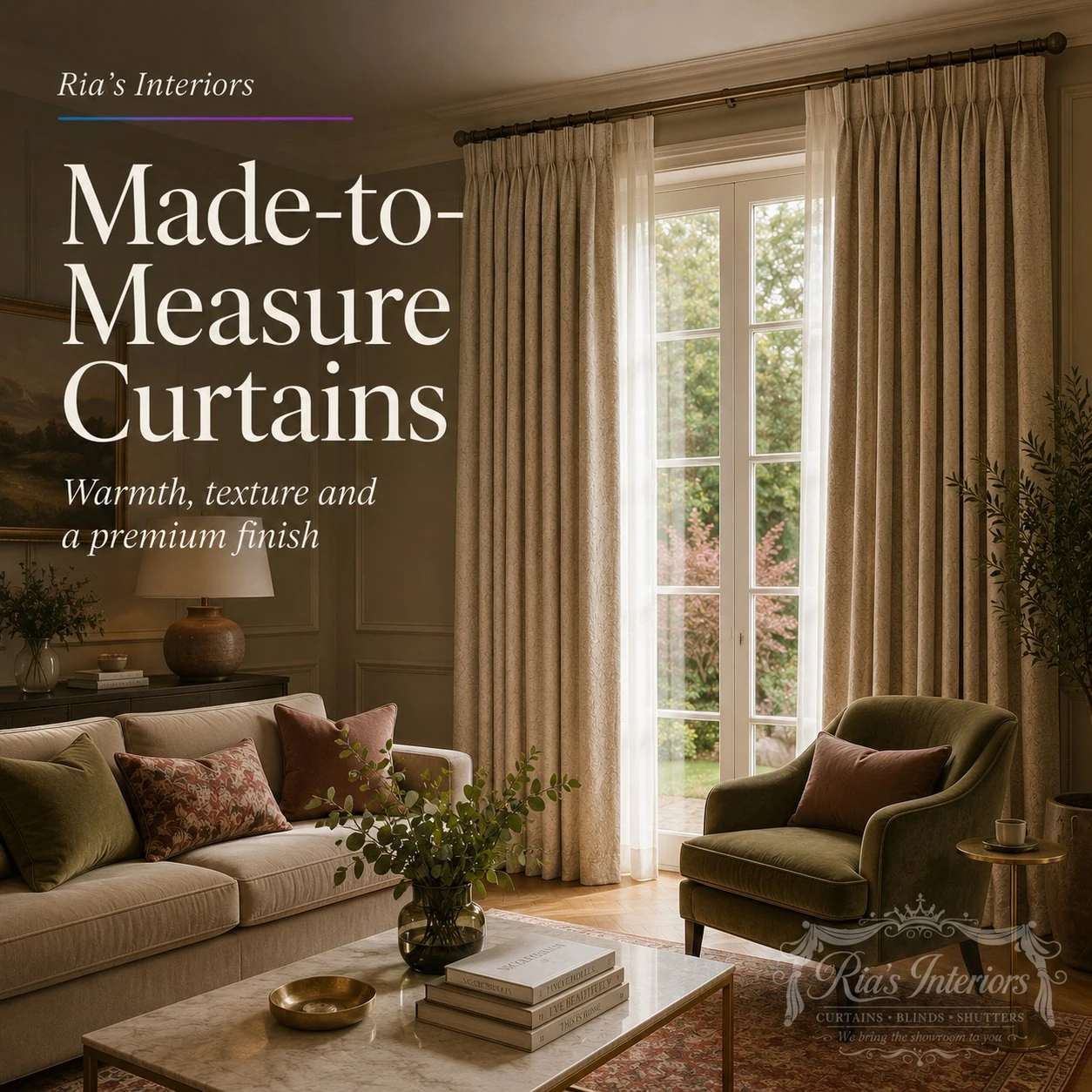 Made-to-measure curtains by Ria's Interiors