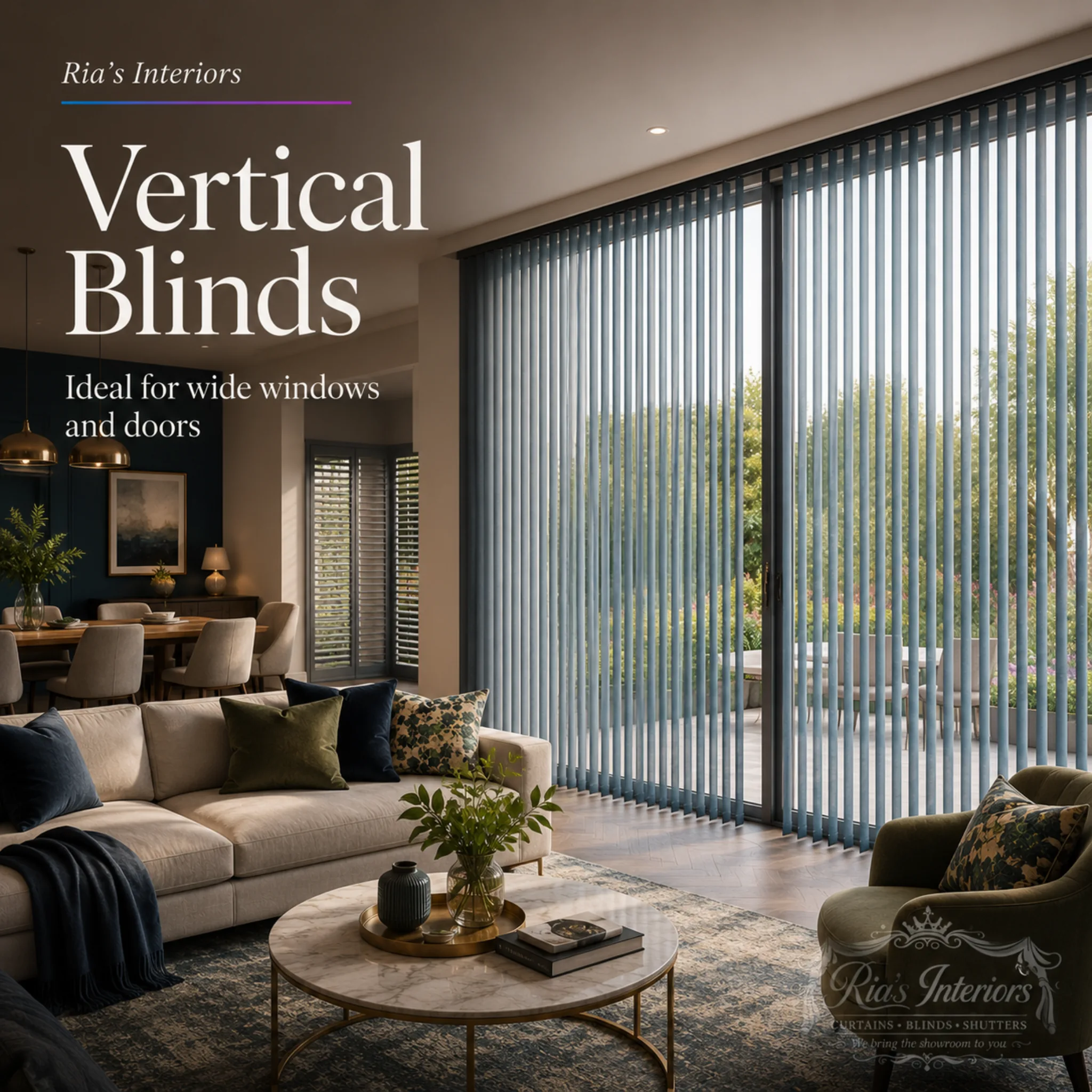 Vertical blinds by Ria's Interiors
