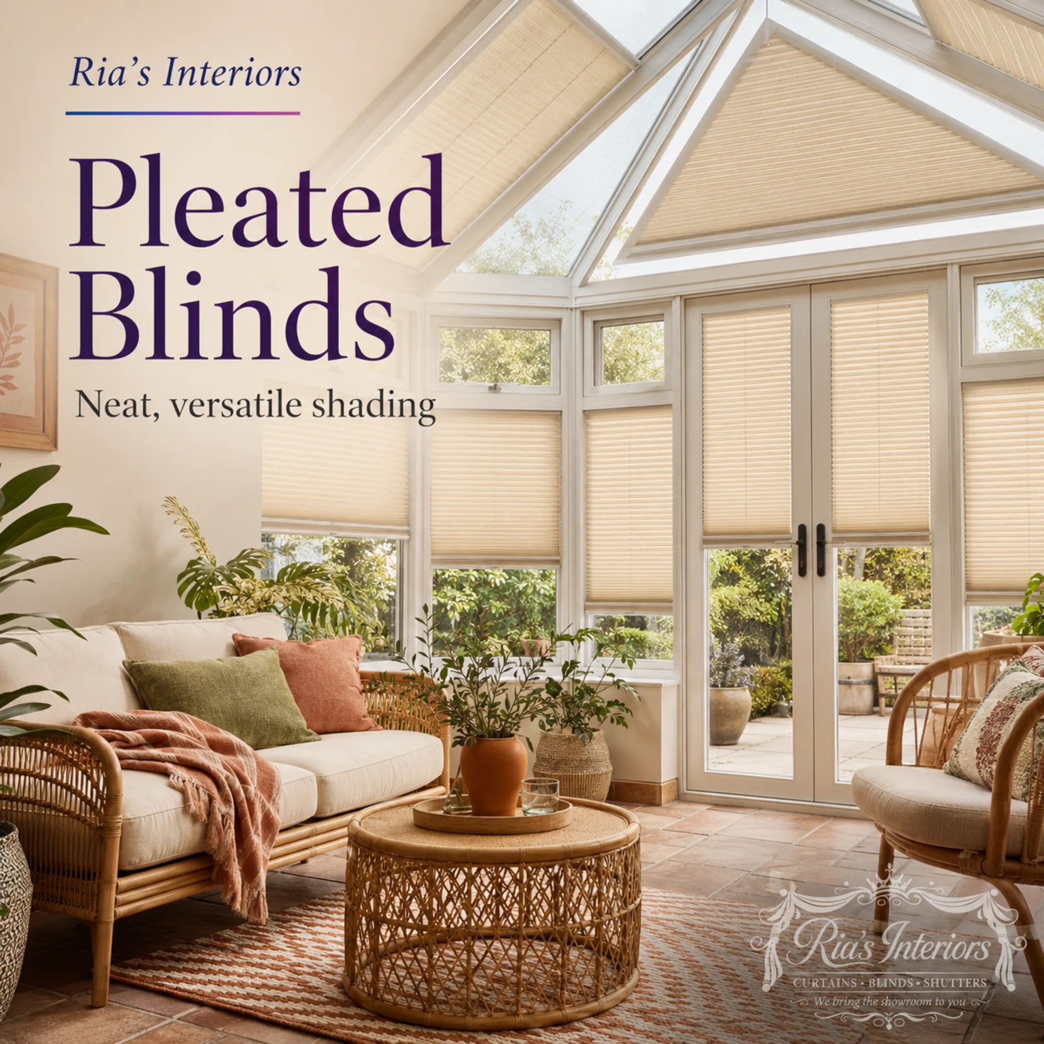 Pleated blinds by Ria's Interiors