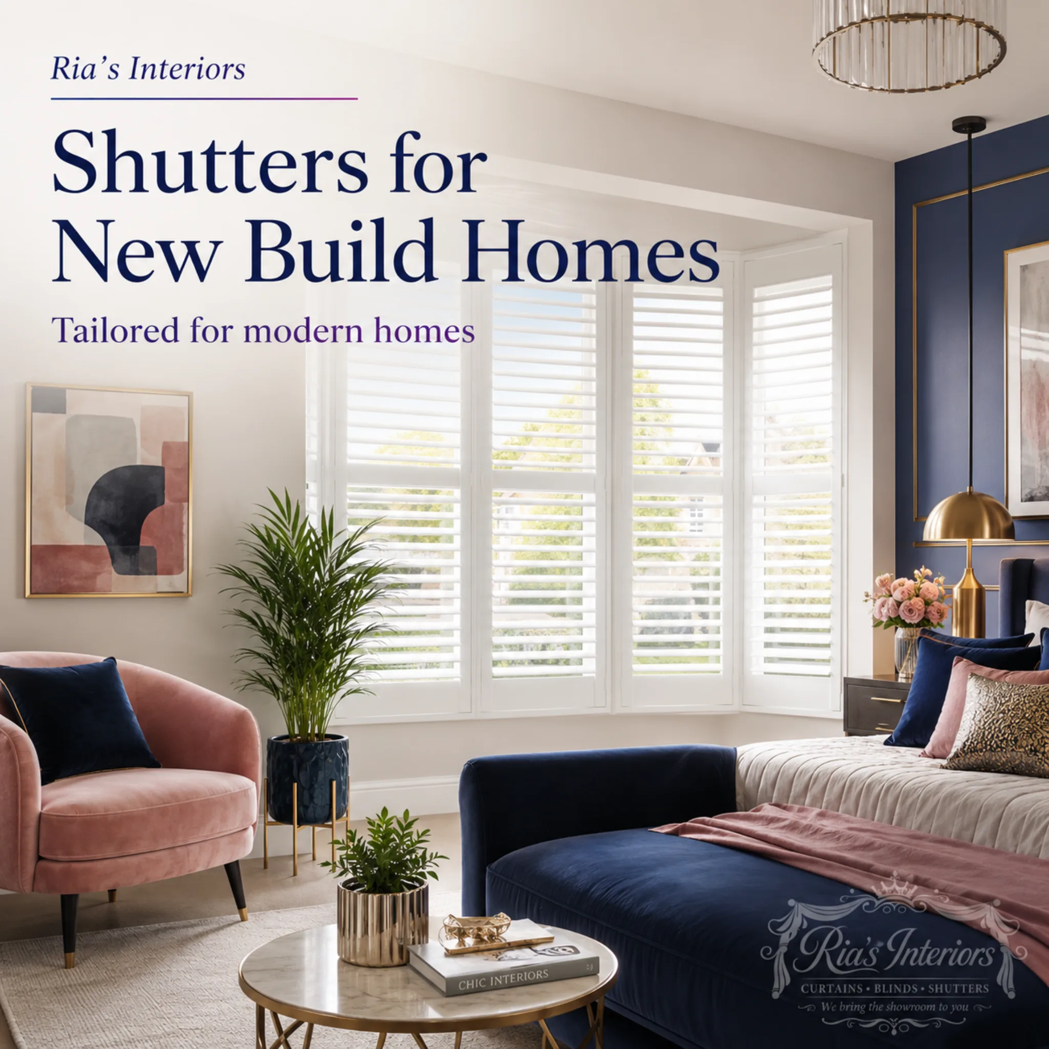 Shutters for new build homes by Ria's Interiors